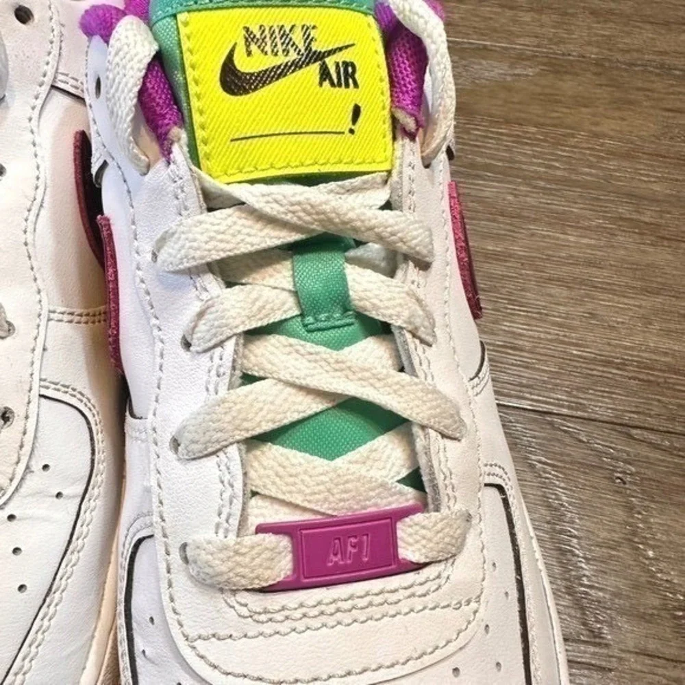 Nike Air Force 1 Low Just Do It White Multi Color Sneakers‎ Kids 7Y/ Women's 8.5